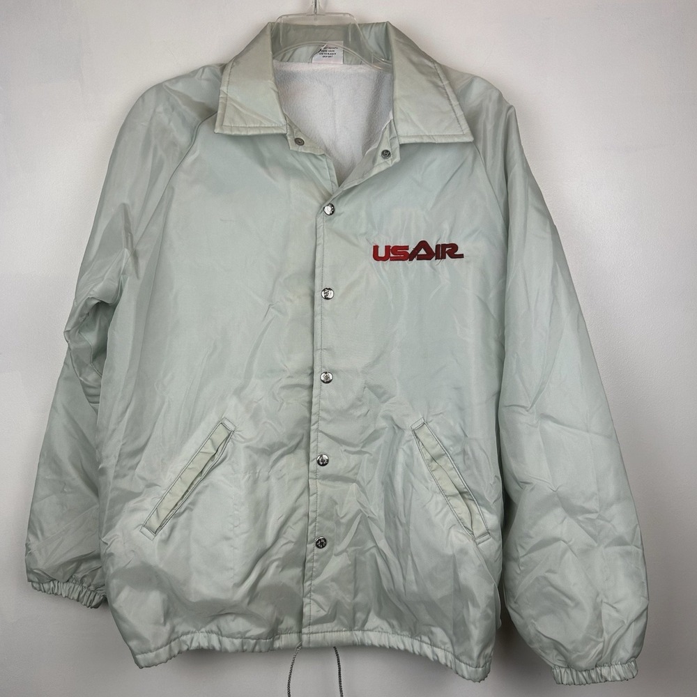 US Airways Jacket Men Large Windbreaker Lined Full Zip Gray Embroidered Air